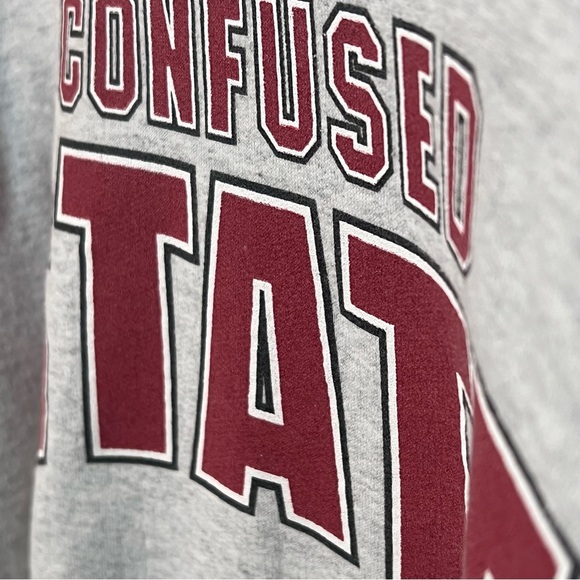 Vintage Confused State Crewneck Men’s 2XL Gray Hanes Sweatshirt - Funny  College - Picture 3 of 7